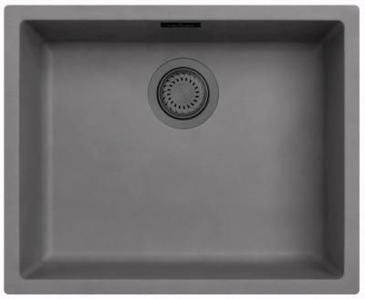 Ausmann Faserbeton graue Spülbecken 50x40cm Unterbau, Aufbau und Flachbau mit automatischem Gun-Metal-Stecker 1208971919