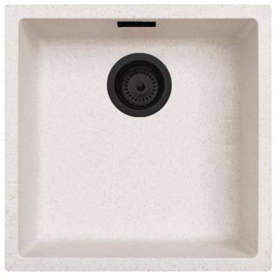 Ausmann Faser Sand weiße Spüle 40x40cm Unterbau, Aufbau und flächenbündige Montage mit automatischem schwarzem Plug 1208971926