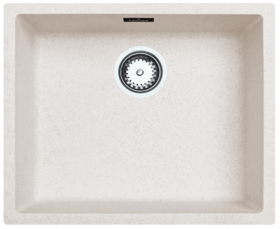 Ausmann Fiber Sand weißes Spülbecken 50x40cm Unterbau, Aufbau und flächenbündiger Einbau mit automatischem Edelstahlstopfen 1208971930