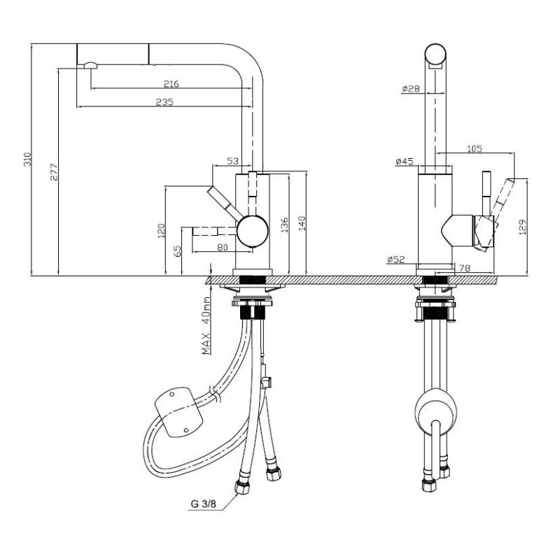 Pure.Sink Elite Steel Spark-S Küchenarmatur PVD Kupfer mit ausziehbarem Auslauf PS8041-62