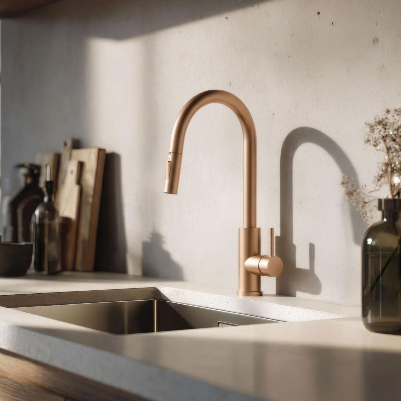 Pure.Sink Elite Steel Stream-S Küchenarmatur PVD Kupfer mit ausziehbarem Auslauf PS8045-62