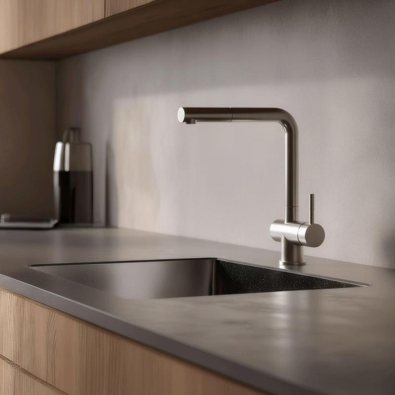 Pure.Sink Elite Steel Pulse-S Küchenarmatur Edelstahl mit ausziehbarem Auslauf und Sprühfunktion PS8500-02