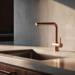 Pure.Sink Elite Steel Pulse-S Küchenarmatur PVD Kupfer mit ausziehbarem Auslauf und Sprühfunktion PS8500-62