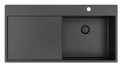 Pure.Sink Exclusivo Gun Metal Spülbecken mit Abtropffläche 100 x 52 cm Wasserhahn rechts PEX47100RT-61