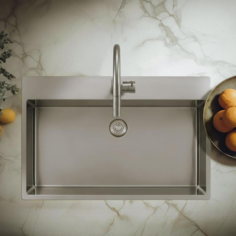 Pure.Sink Exclusivo Edelstahl-Spülbecken, groß, 75 x 40 cm, Tapwing mit Hahnloch PEX7540T-02