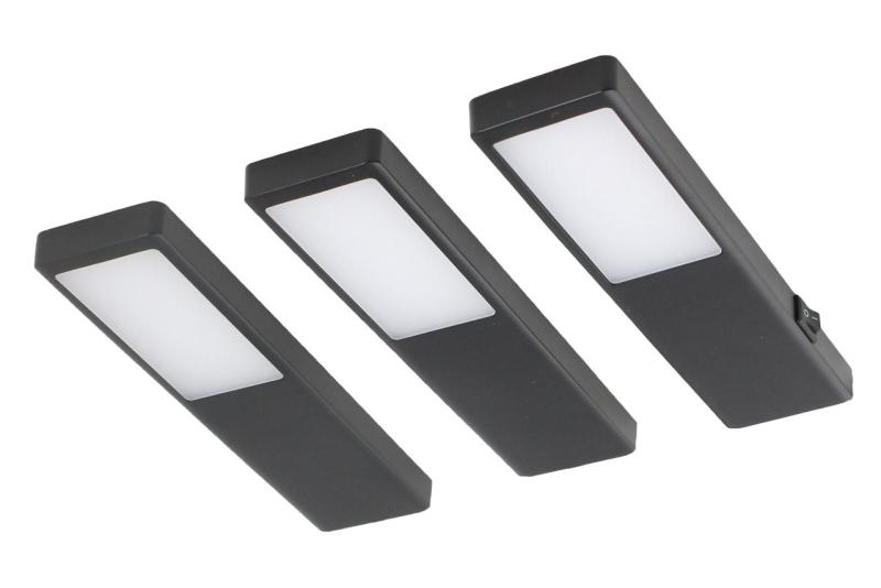 Indux Nivo Küchenaufsatz LED-Set 3x3 W mit Zentralschalter Schwarz 1208972330