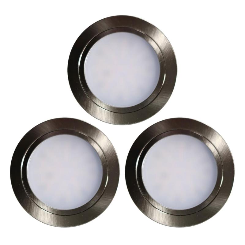 Indux Luma Kleine Einbauküche Multi Tone LED Set 3 Spots Edelstahl-Optik 1208972379