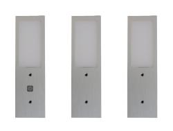 Indux Luminex Küche Aufbaubeleuchtung LED-Set 3 Spots 4W mit integriertem Touch-Dimmschalter Aluminium 1208972398