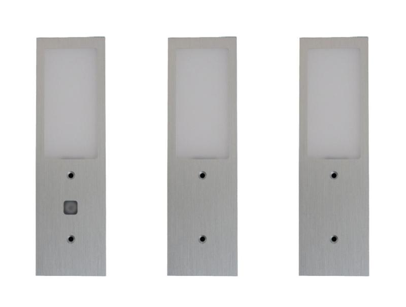 Indux Luminex Küche Aufbaubeleuchtung LED-Set 3 Spots 4W mit integriertem Touch-Dimmschalter Aluminium 1208972398