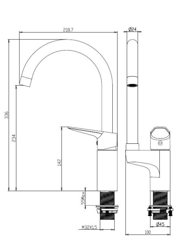 Aquanello Casa Küchenmischbatterie Chrom mit Oberhebel CR-1202-CS