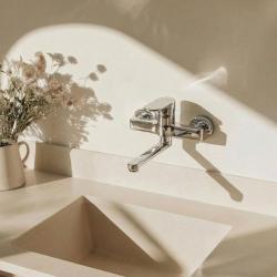 Aquanello Casa Einhebel-Küchenwandarmatur Chrom mit Auslauf 15 cm CR-1415-CS