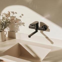 Aquanello Casa Einhebel-Küchenwandarmatur Schwarz mit Auslauf 15 cm BL-1415-CS