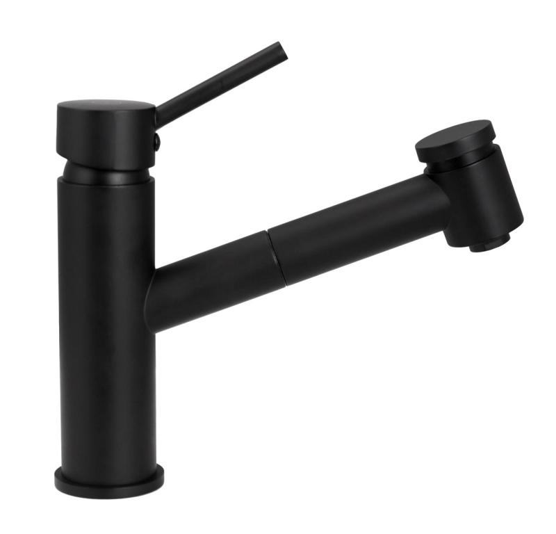 Aquanello Voss Küchenarmatur Schwarz mit ausziehbarem Auslauf und Sprühfunktion BL-7200-VS