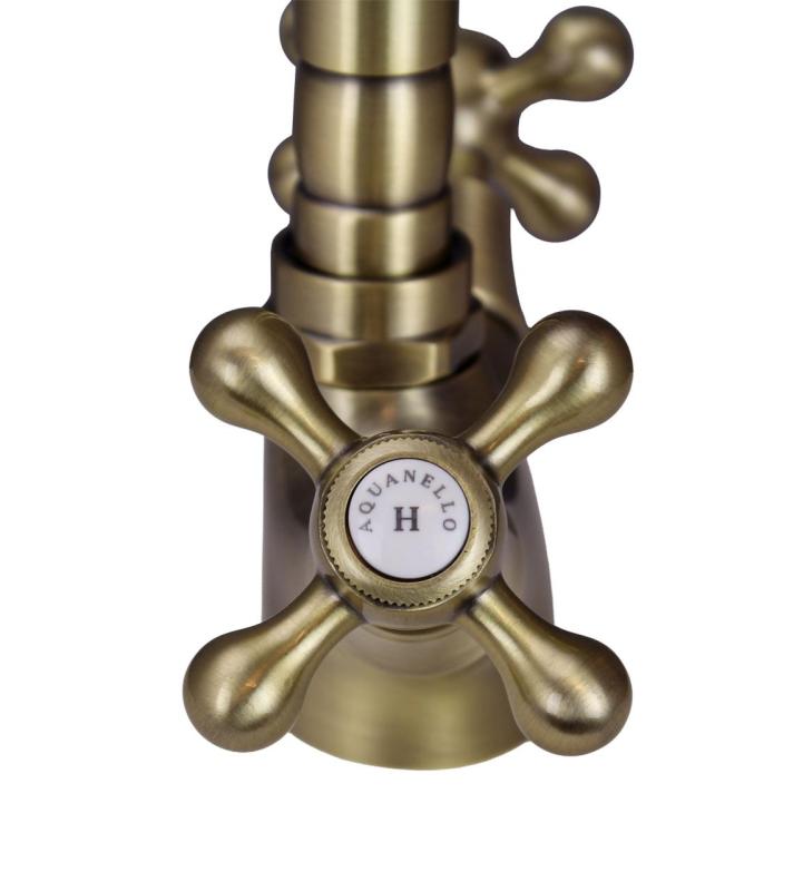 Aquanello Heritage Ascot Klassische Küche Nostalgischer Küchenwasserhahn Bronze mit rechtwinkligem Auslauf BN-4002-HA