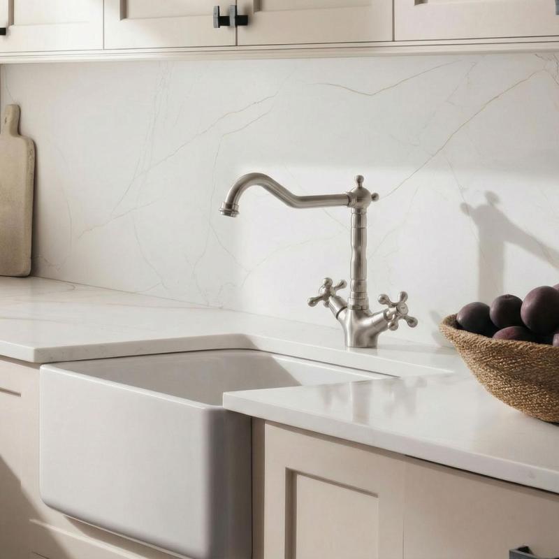 Aquanello Heritage Ascot Klassische Küche – Nostalgischer Küchenarmatur aus Edelstahl mit abgewinkeltem Auslauf NB-4002-HA