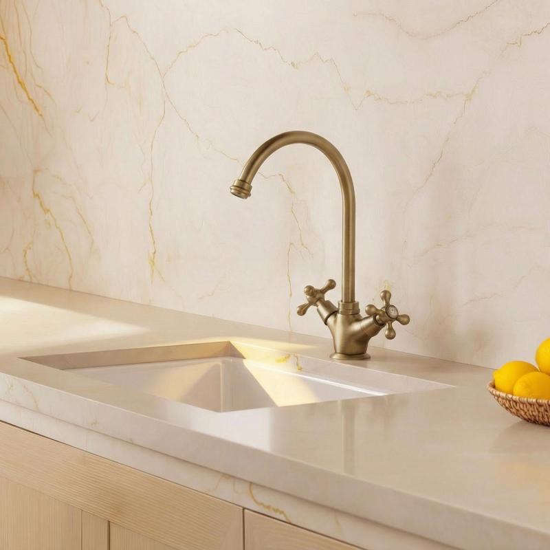 Aquanello Heritage Ascot Klassische Küche – Nostalgischer Küchenarmatur in Bronze mit rundem Auslauf BN-4003-HA