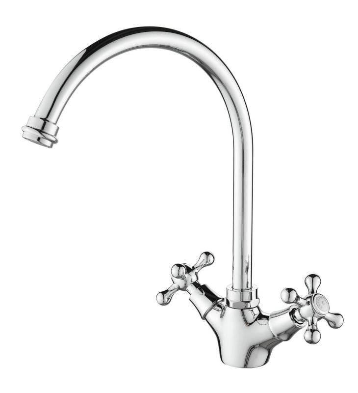 Aquanello Heritage Ascot Klassische Küche Nostalgischer Küchenwasserhahn Chrom mit rundem Auslauf CR-4003-HA