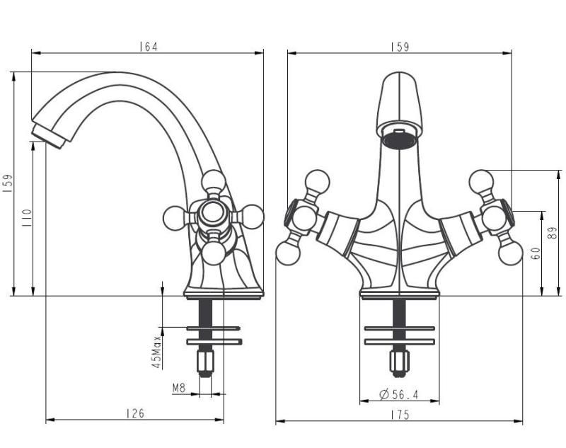Aquanello Heritage Ascot Klassischer nostalgischer Waschtischmischer Bronze BN-4101-HA