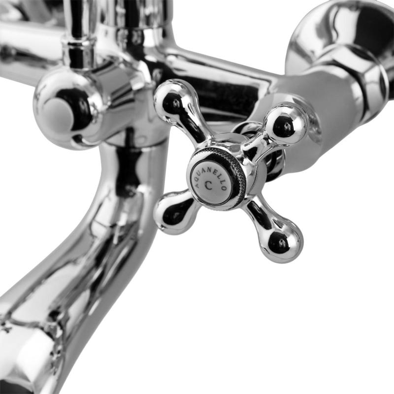 Aquanello Heritage Ascot Klassische Aufputz-Badarmatur mit Sternknöpfen Chrom inklusive Handbrause CR-3002-HA