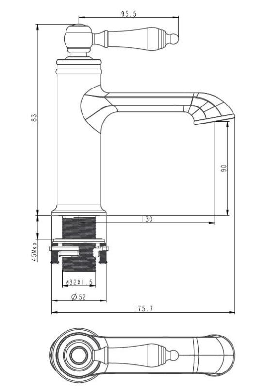 Aquanello Heritage Manor Klassischer nostalgischer Waschtischmischer aus Edelstahl NB-1001-HM