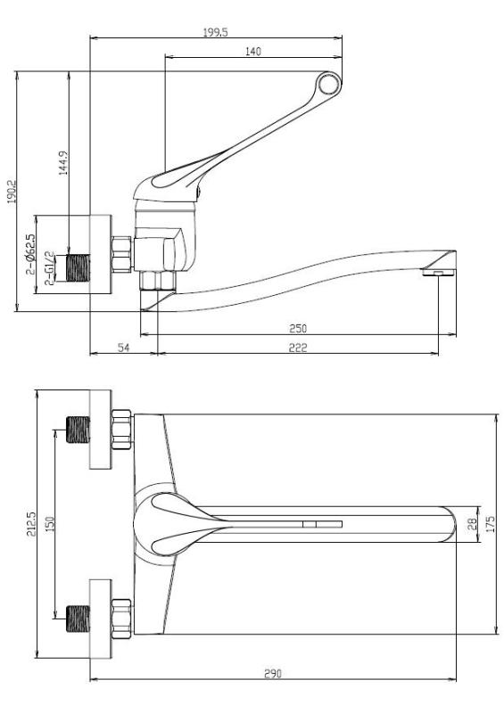 Aquanello Medic Küchenwandarmatur mit langem Griff, schwarz BL-1005-MD