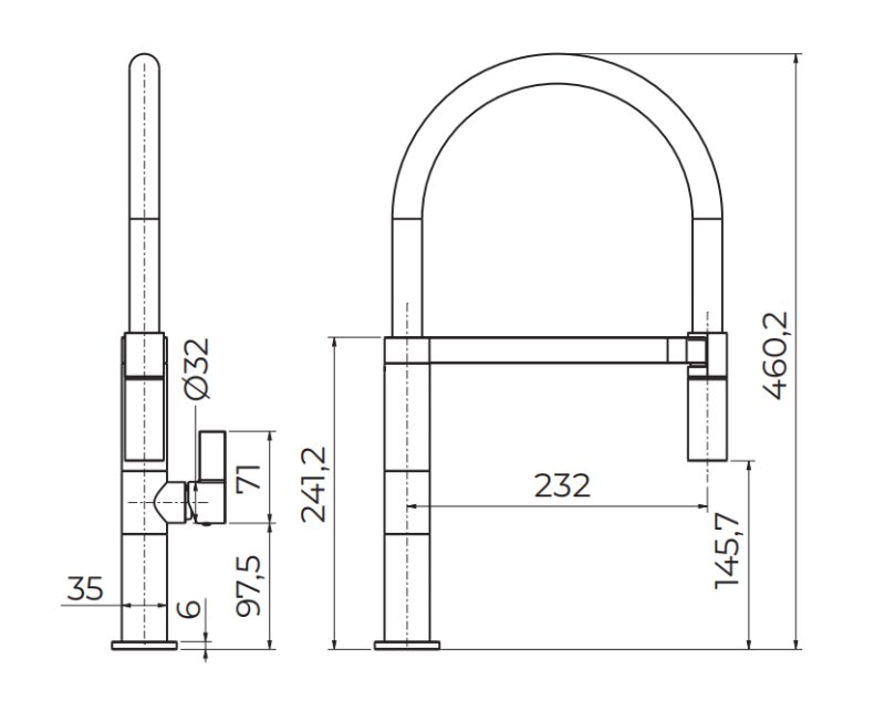 Ausmann Alira Chrom-Küchenarmatur mit flexiblem Auslauf 1208972561