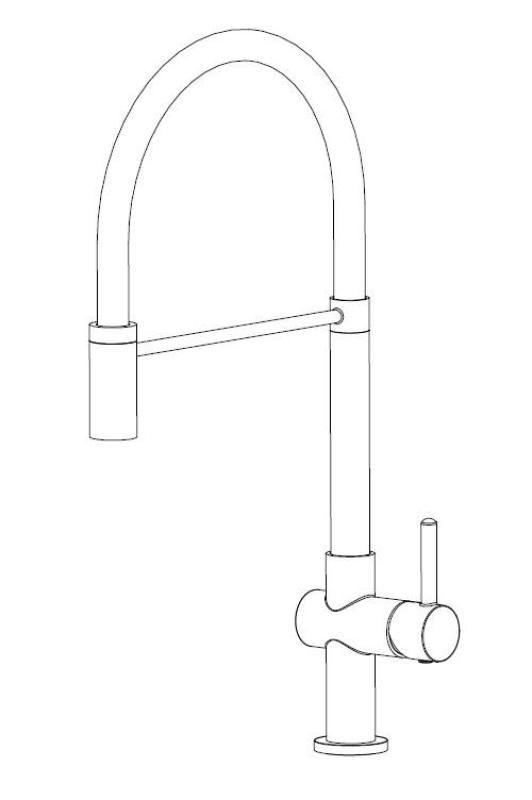 Aquanello Gastro Küchenarmatur mit flexiblem Auslauf, schwarz BL-4400-GT