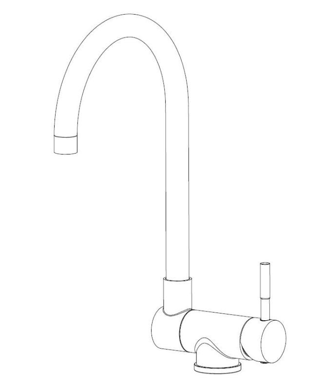 Aquanello Forma Massiver, klappbarer Küchenarmatur aus Edelstahl SS-1012-FM