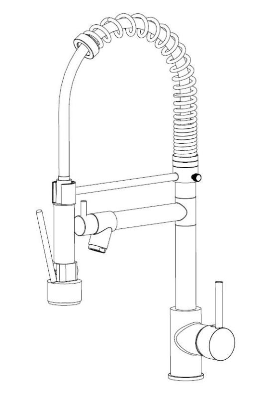 Aquanello Gastro Küchenarmatur mit professioneller Sprühfunktion, Chrom CR-4402-GT