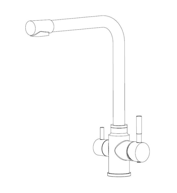Aquanello Limpia Massiver 3-Wege-Küchenarmatur aus Edelstahl mit gefiltertem Wasser SS-1600-LP