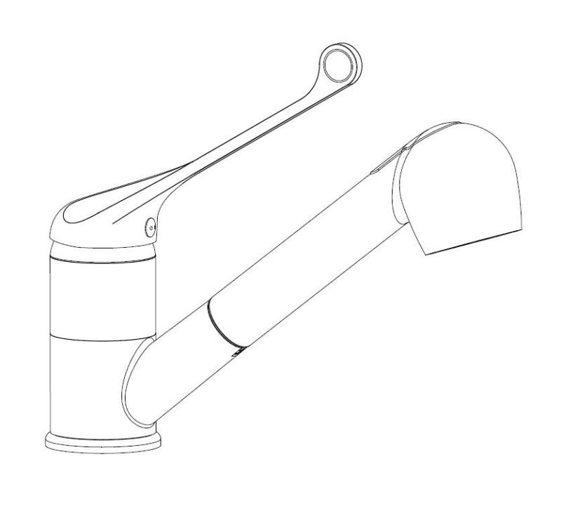 Aquanello Medic Küchenarmatur mit langem Hebel und ausziehbarem Auslauf, Chrom CR-1006-MD