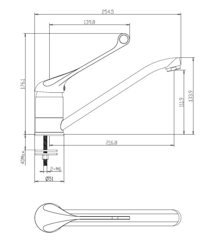 Aquanello Medic Küchenarmatur mit langem Hebel  Chrom CR-1007-MD