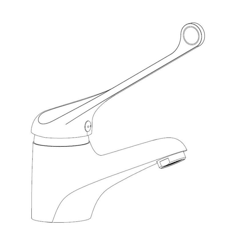 Aquanello Medic Waschtischarmatur mit extra langem Hebel, Chrom CR-1103-MD