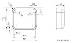 Reginox R184035OSK Edelstahl Küchenspüle 45x40cm Oberflächen-Einbau mit Gummistöpsel R00359