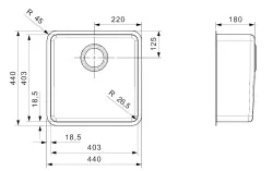 Reginox Ohio 40x40 Medium Edelstahl Küchenspüle Unterbau, flächenbündig und Oberflächen-Einbau B09H2LLU06GDS.9 1501