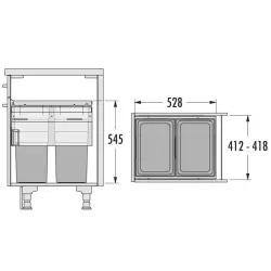 HAILO Euro Cargo Abfallbehälter 2 x 38 Liter mit Soft Close System 2294