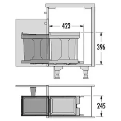 Hailo Solo Einbau-Abfalleimer für Schrankgröße 40cm 2325