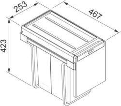 Franke Cube 30 Einbau-Abfallsystem manuelle Bedienung Küchenabfalleimer 2 x 15L 134.0039.553