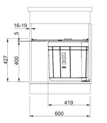 Franke Sorter Solo 60 Drehbares Abfallsystem an der Tür 40 Liter, Abfalleimer mit Activkohlen-Filter 1210307572