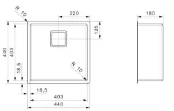 Reginox Texas R10 Außenradius 40 x 40 mittelgroße Edelstahl Küchenspüle R28025