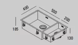 ABK Bingara große anderthalb 1,5 Edelstahlspüle 50x40+20x40 cm Unterbau, flächenbündig und aufliegend BIN5020FVI